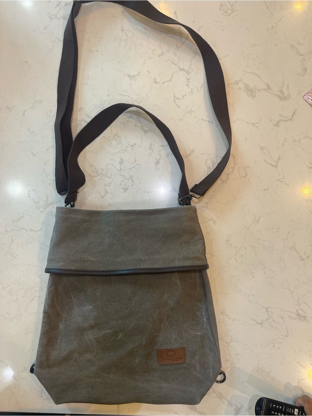 Travistar Canvas Crossbody Bag Army Gray Fold Over Messenger Shoulder Bag